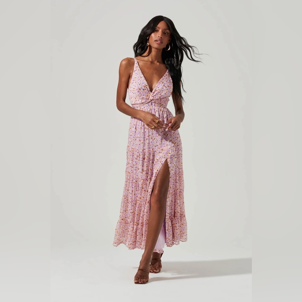 ASTR The Label ~ ELSA FLORAL FRONT SLIT MAXI DRESS - Picture 3 of 10